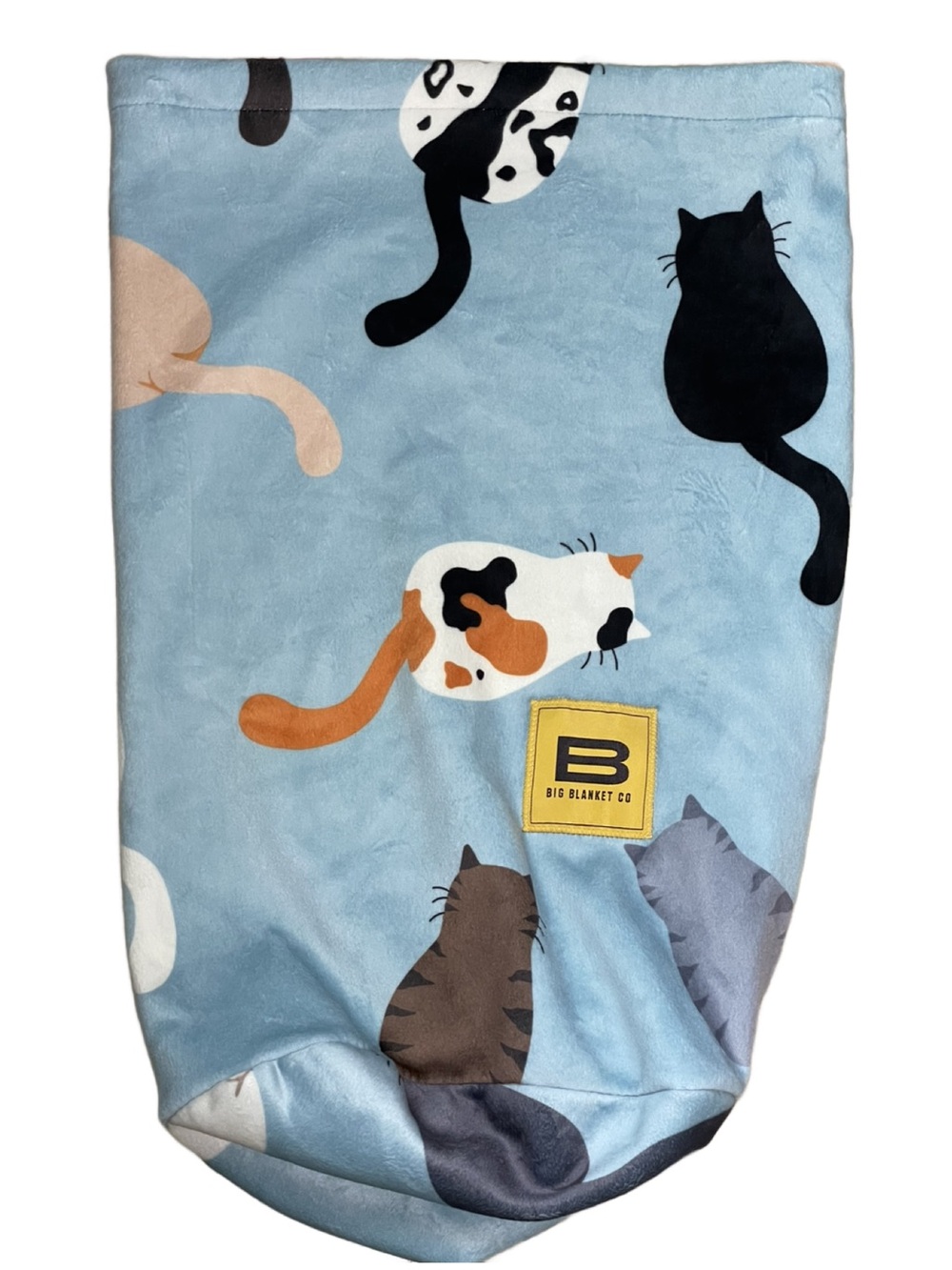 Big Blanket Co. Cat Print Baby Blue Blanket -Soft Plush Fleece